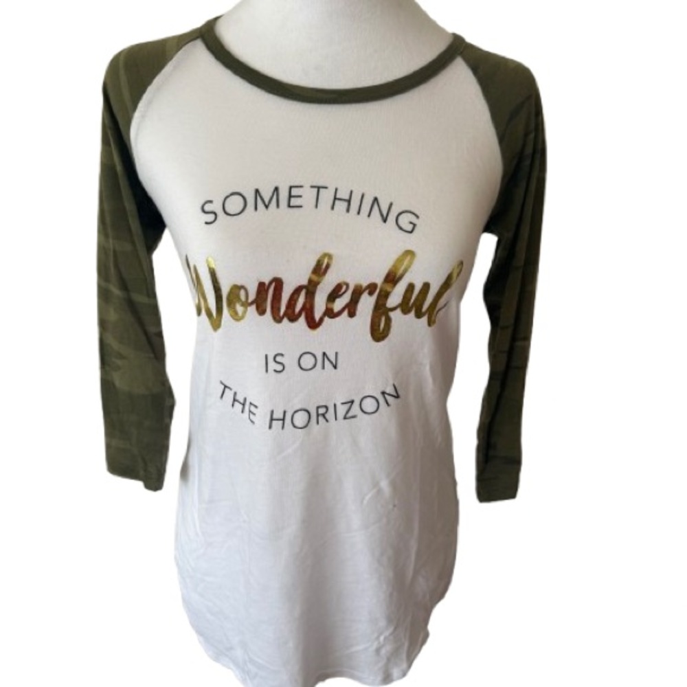 Awake White and Green Graphic Raglan T-Shirt